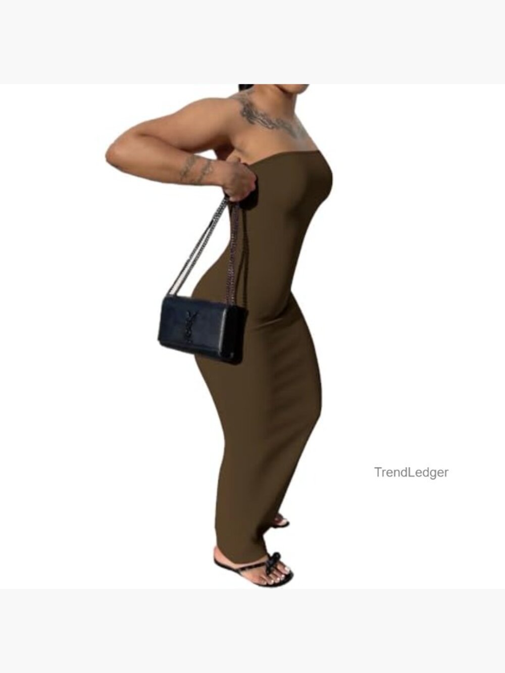 Strapless Bodycon Maxi Dress Long Wrap Casual Party Cocktail - Picture 3 of 6